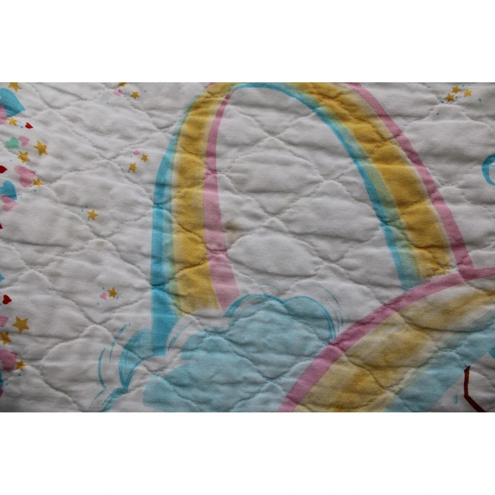 American Greetings Care Bear Cousins Brave Heart Lion Quilt Blanket Blue 1985